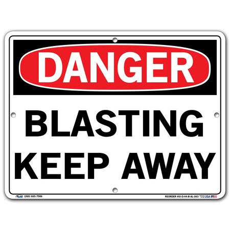 Vestil Aluminum Sign, 9-1/2" Height, 12-1/2" Width, Aluminum, Rectangle, English SI-D-44-B-AL-063